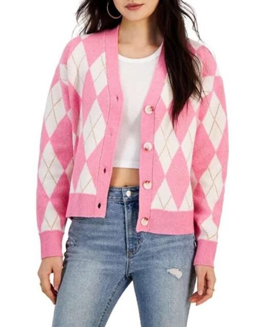 Carrie Preston Elsbeth 2024 Pink Argyle Cardigan