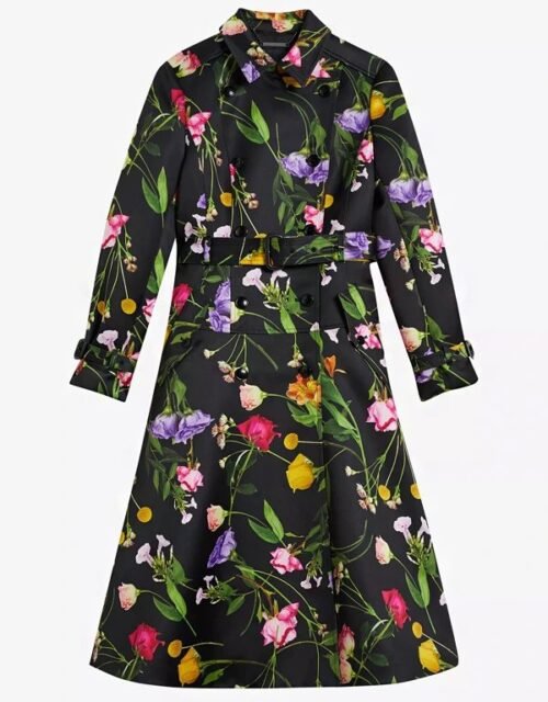 Elsbeth Tascioni Black Floral Trench Coat