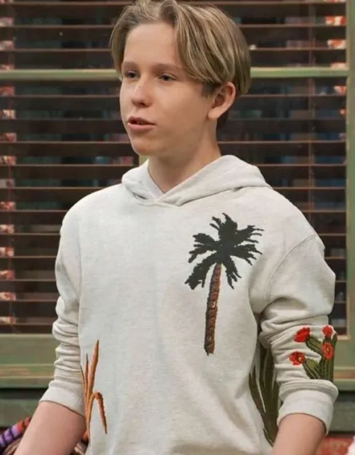 Luke Busey Bunk’d S06 Tree Printed Grey Hoodie