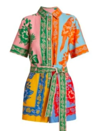 Birdie Grosse Pointe Garden Society Melissa Fumero Mixed Print Romper