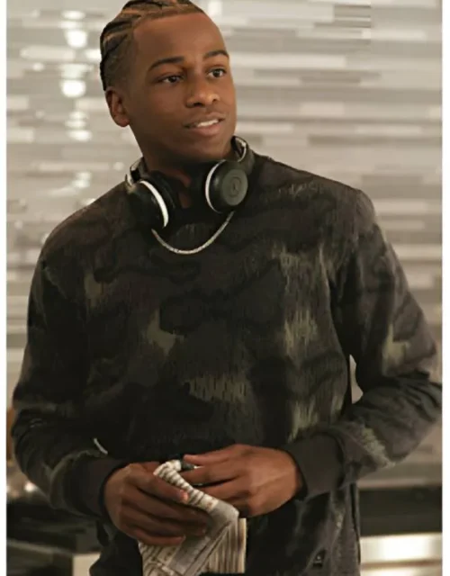 S07 Antonio J. Bell Grey All American Black Camo Print Sweater