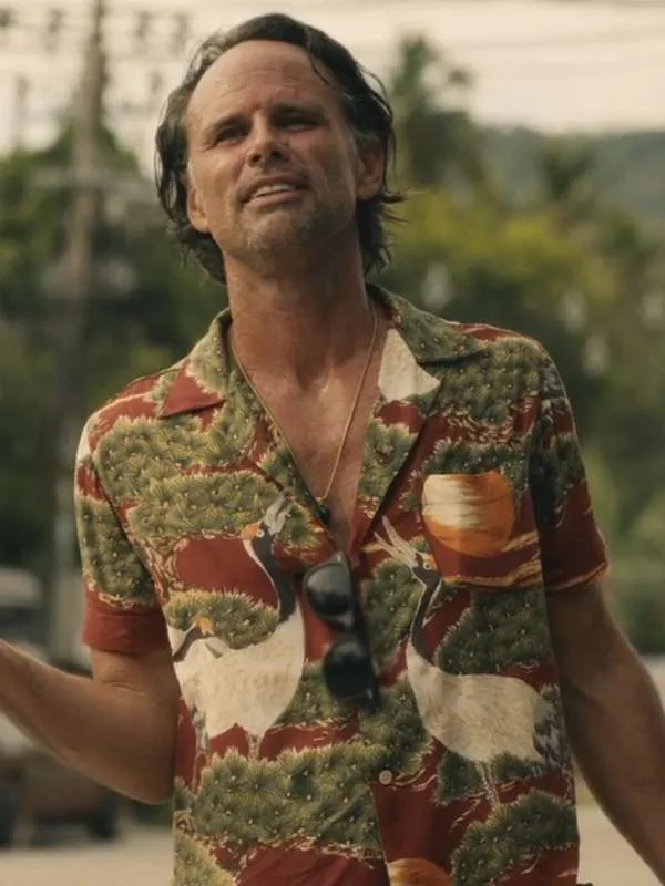 The White Lotus S03 Walton Goggins Crane-Printed Aloha Shirt