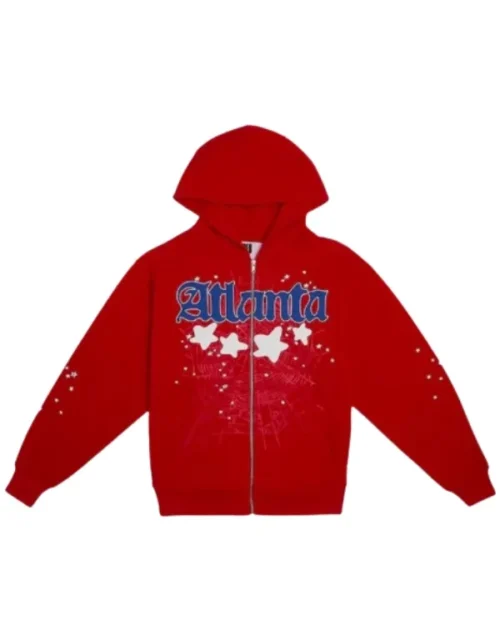 Sp5der Atlanta Zip Up Red Hoodie