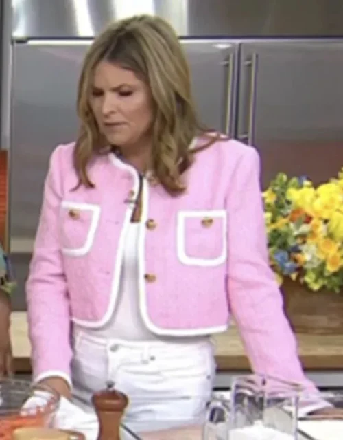 The Today Show Jenna Bush Hager Pink Cropped Tweed Jacket