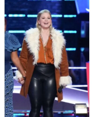 The Voice S27 Brook Wood Fur Trim Brown Coat