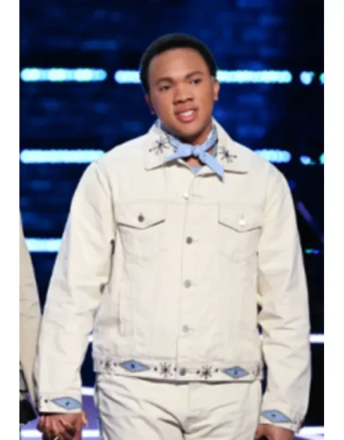 The Voice S27 Bryson Battle White Studded Trucker Jacket
