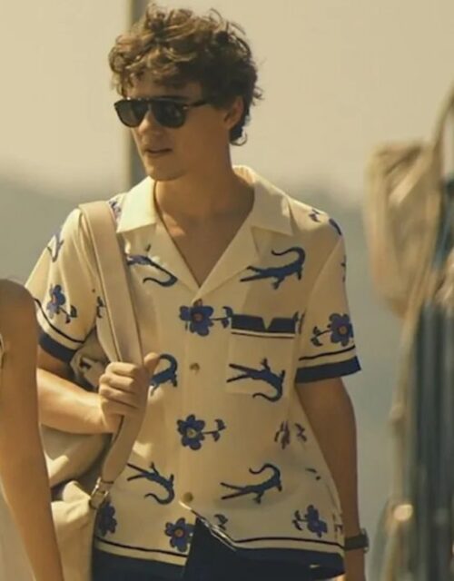 The White Lotus S03 Sam Nivola Crocodile & Floral Print Shirt