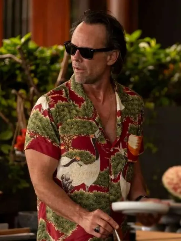 The White Lotus S03 Walton Goggins Crane-Printed Aloha Shirt