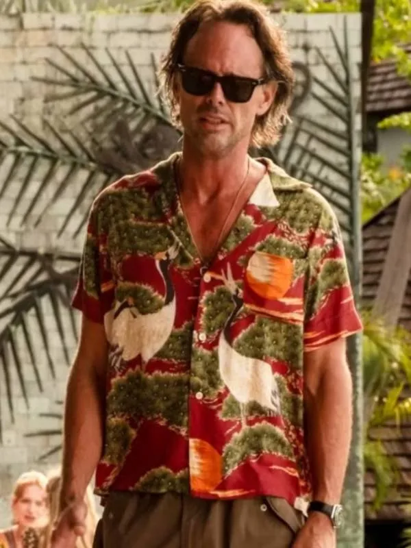 The White Lotus S03 Walton Goggins Crane-Printed Aloha Shirt
