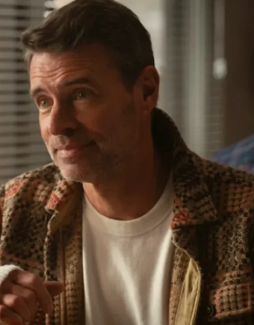 Will Trent S03 Scott Foley Brown Printed Shirt Jacket