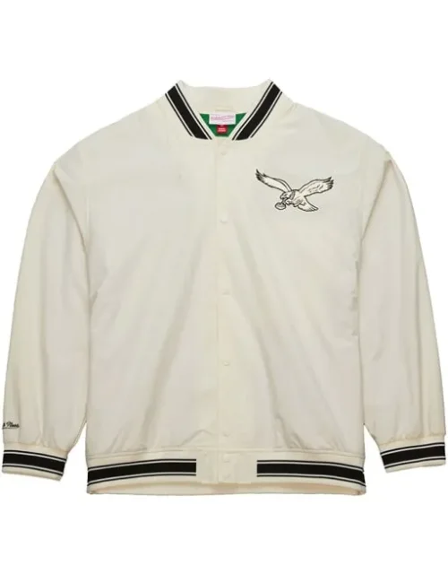 Mitchell and Ness Philadelphia Eagles Mens White Team Leader Light Weight Jacket