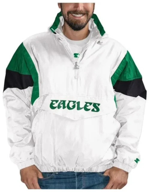 Starter Philadelphia Eagles Mens White Thursday Night Pullover Jackets