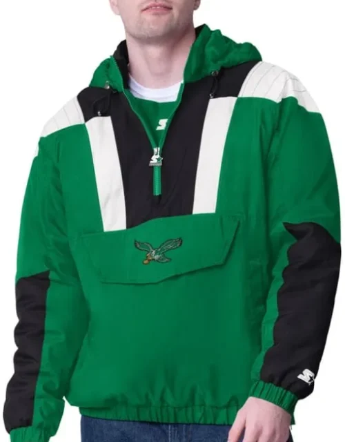 Starter Philadelphia Eagles Mens Kelly Green Charger Pullover Jackets
