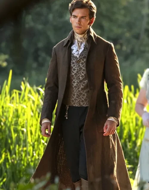 Bridgerton Tv Series Colin Bridgerton Brown Cotton Coat