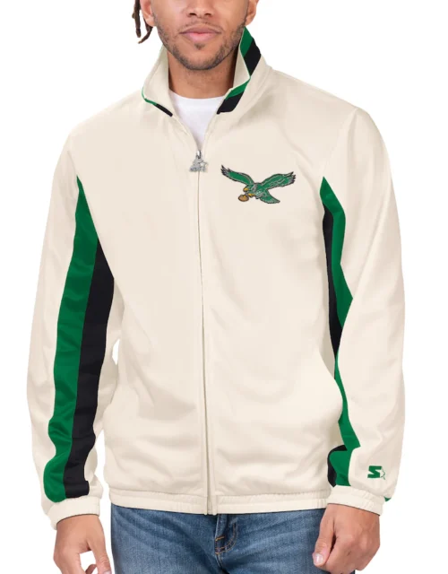 Men’s Philadelphia Eagles Starter White Rebound Track Jacket