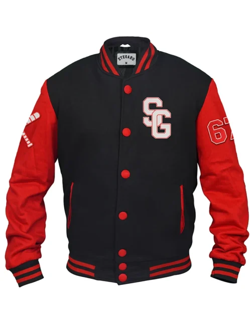 Stylish Baseball Stegaro Black And Red Varsity Jacket