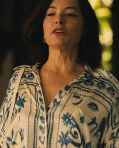The White Lotus S03 Parker Posey Printed Mini Shirt Dress