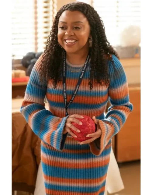 Abbott Elementary Blue Stripe Rib Knit Dress