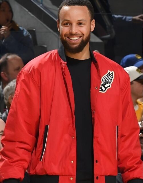 Timberwolves Stephen Curry Red Bomber Jacket