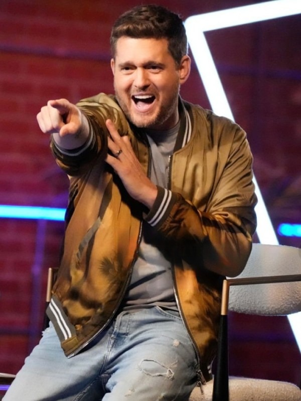 The Voice S26 Michael Bublé Palm Tree Print Bomber Jacket