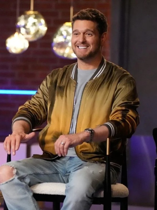 The Voice S26 Michael Bublé Palm Tree Print Bomber Jacket