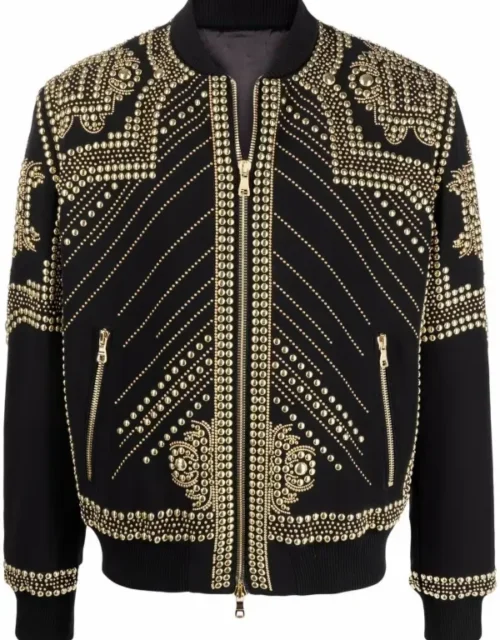 Balmain Embroidered-Stud Bomber Jacket