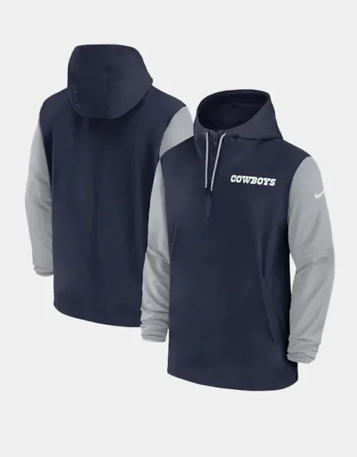 Dallas Cowboys Blue Grey Half-Zip Hoodie Jacket