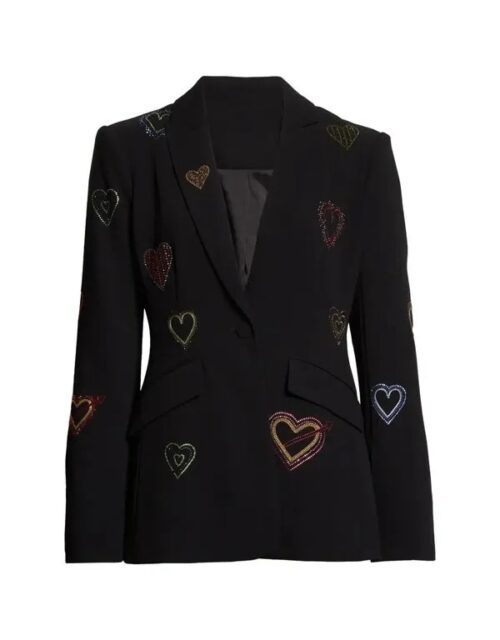 Days Of Our Lives Stephanie Johnson Black Embroidered Heart Blazer