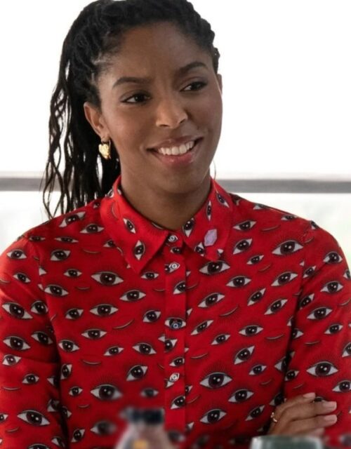 Shrinking S02 Jessica Williams Red Eye Print Shirt