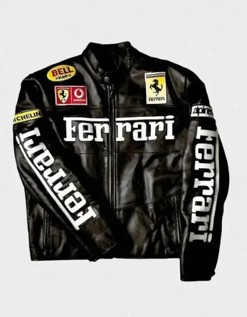 Ferrari Black Racing Leather Jacket