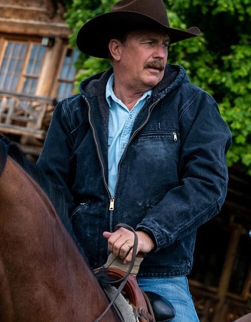Kevin Costner Yellowstone John Dutton Hooded Denim Jacket