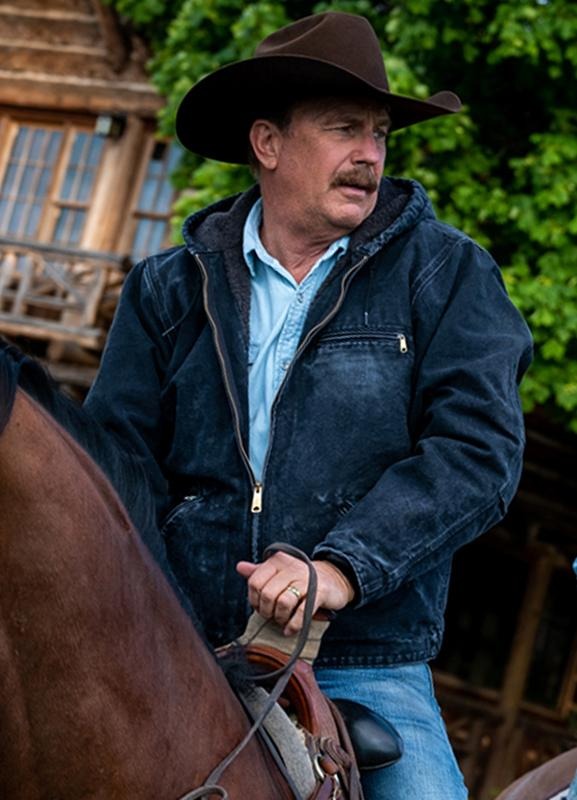 Kevin Costner Yellowstone John Dutton Hooded Denim Jacket