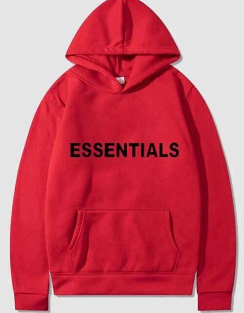 Essentials Red Pullover Hoodie