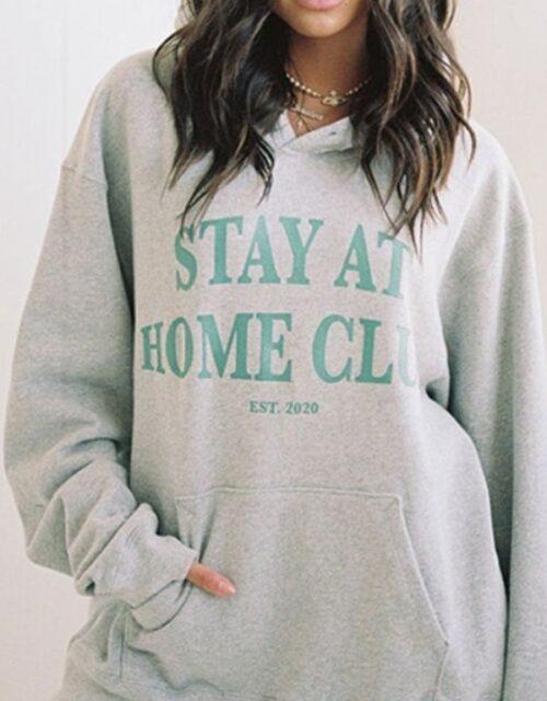 Stay At Home Club Grey Unisex Hoodie