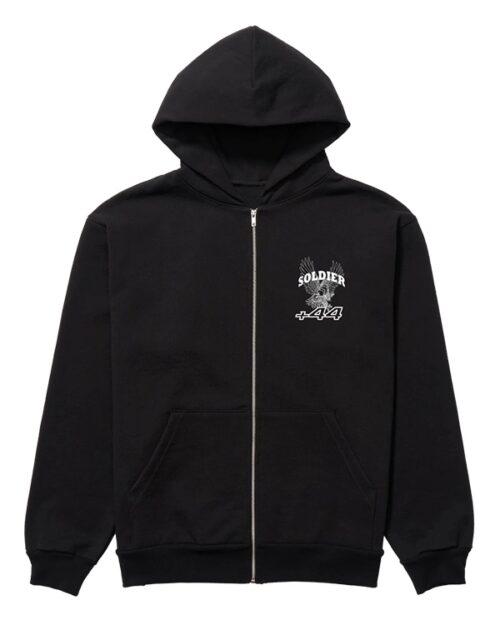 Plus44 Soldier Racer Zip-up Hoodie in Black