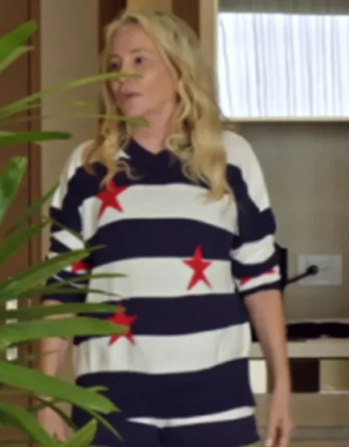 S01 Love Hotel Shannon Beador Red Stars Striped Sweater