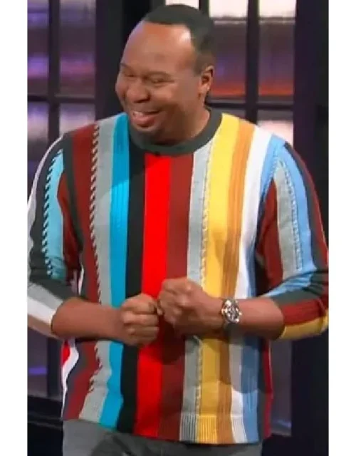 Roy Wood Jr The Kelly Clarkson Show Multicolored Stripe Sweater