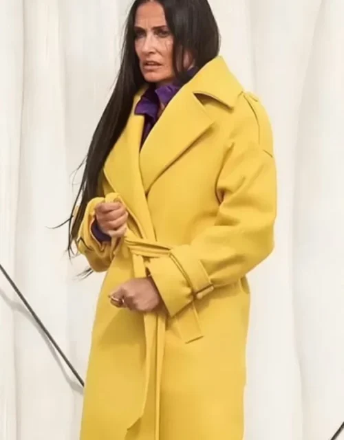 The Substance 2024 Demi Moore Yellow Coat