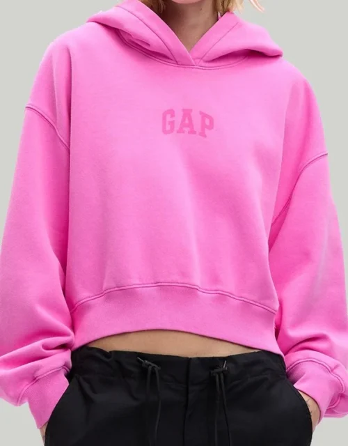 Project Gap Arch Logo Cropped Hoodie in Pink